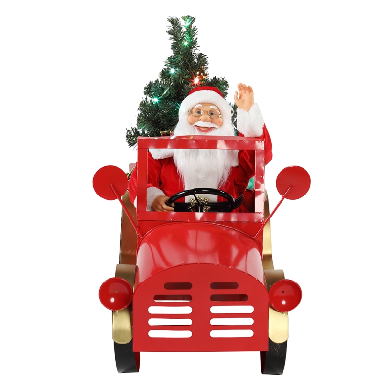 160 cm zenei animált Santa Claus ül a teherautó karácsonyi díszek gyűjtemény ünnep dekoráció figurine hálózati adapter