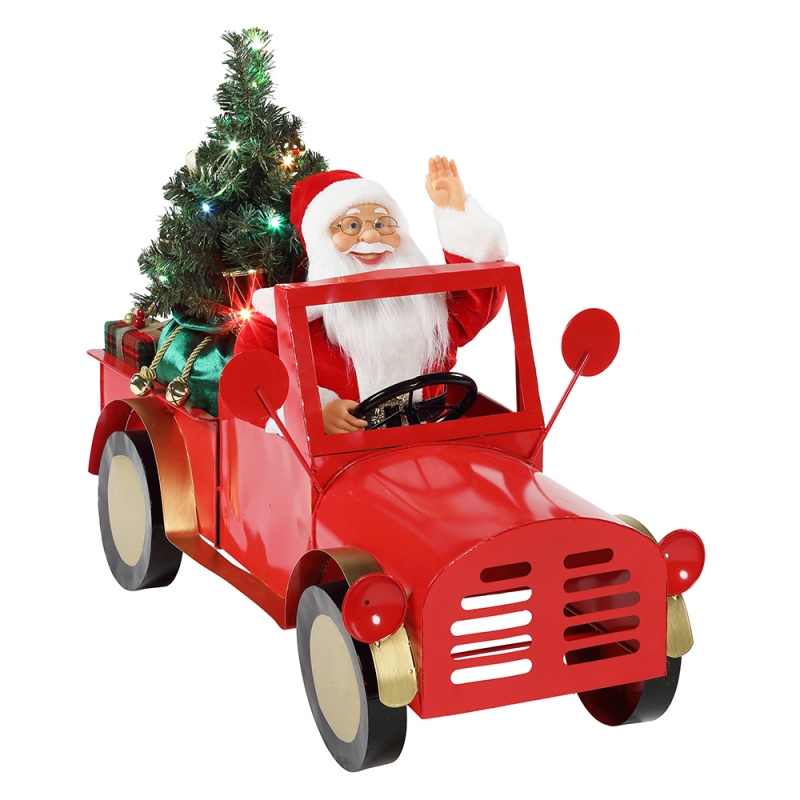 160 cm zenei animált Santa Claus ül a teherautó karácsonyi díszek gyűjtemény ünnep dekoráció figurine hálózati adapter