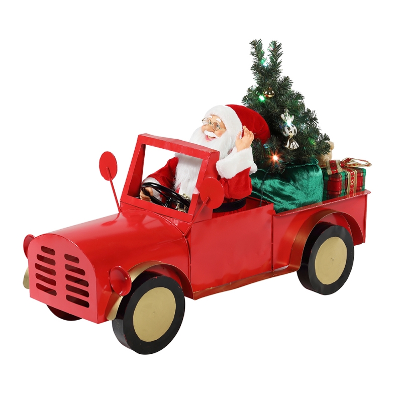 160 cm zenei animált Santa Claus ül a teherautó karácsonyi díszek gyűjtemény ünnep dekoráció figurine hálózati adapter