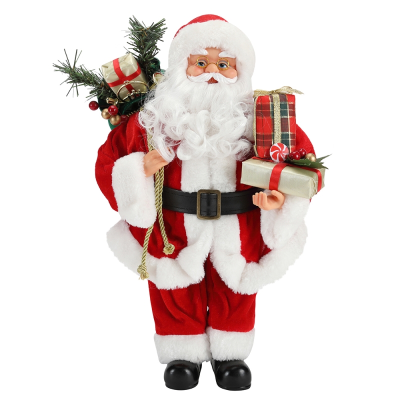 42cm Karácsonyi álló Santa Claus Ornament Dekoráció Figurine Collection Fabric Holiday Fesztivál Xmas Plüss Custom