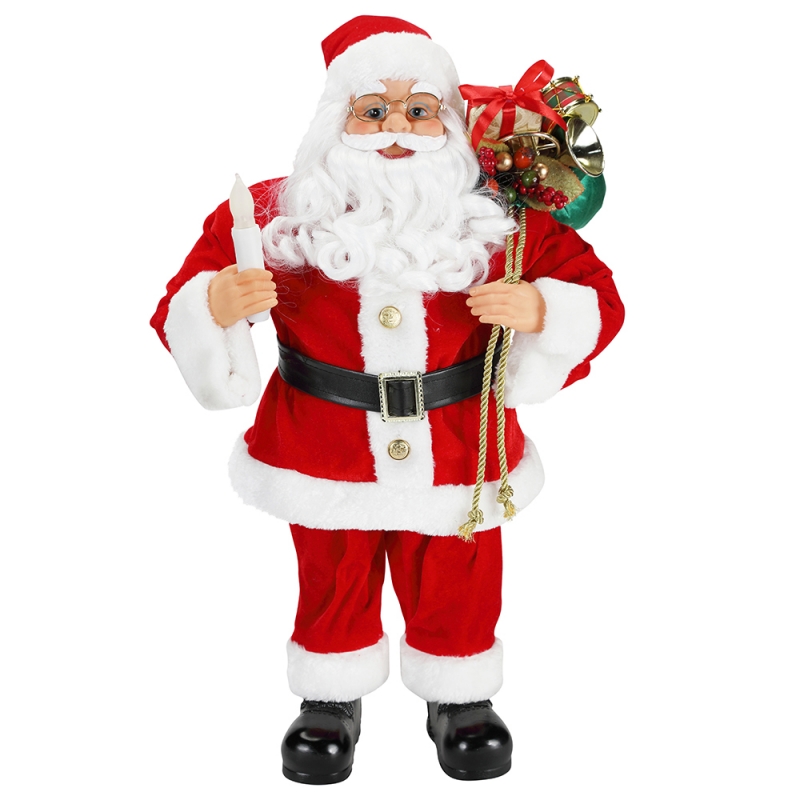 62cm karácsonyi állt Santa Claus gyertya díszítéssel díszítés figurák gyűjtemény szövet ünnepi fesztivál xmas plüss