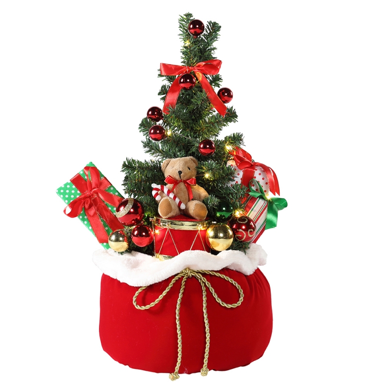 60cm karácsonyi medve fa otthoni kijelző ajándékok táska lednyaralás dísz díszítés figurin party gyűjtemény karácsonyfa fények