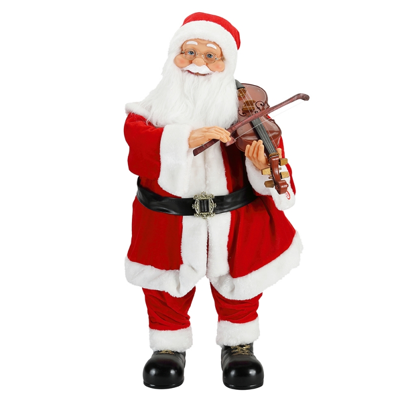 80cm Animált karácsonyi világítás Musical Santa Claus hegedű díszítéssel díszítve hagyományos ünnepi figurák gyűjteménye