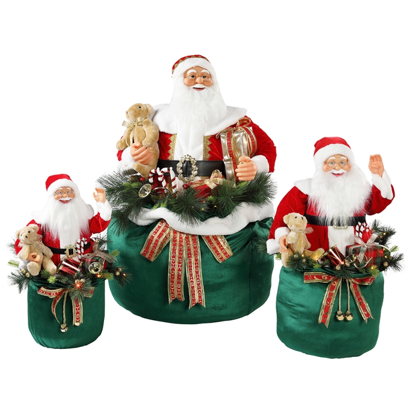 65/85 N115cm Karácsonyi animált Santa Claus világítással Holiday zenei dísz díszítés figurák gyűjtemény hagyományos