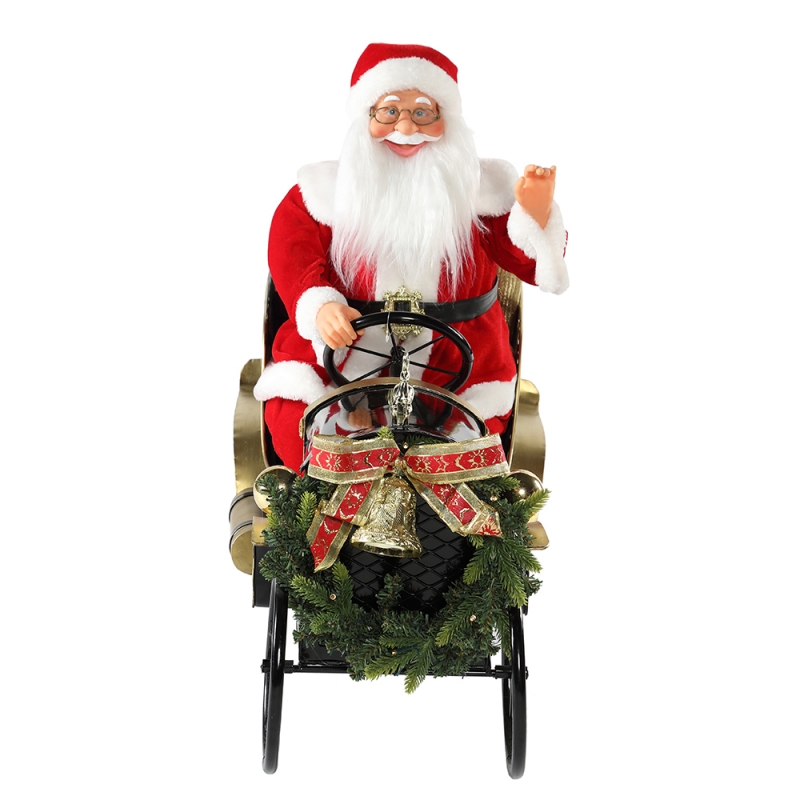 80cm animált karácsonyi autó Santa Claus világítástechnikai díszítéssel Holiday figurák gyűjtemény hagyományos Xmas