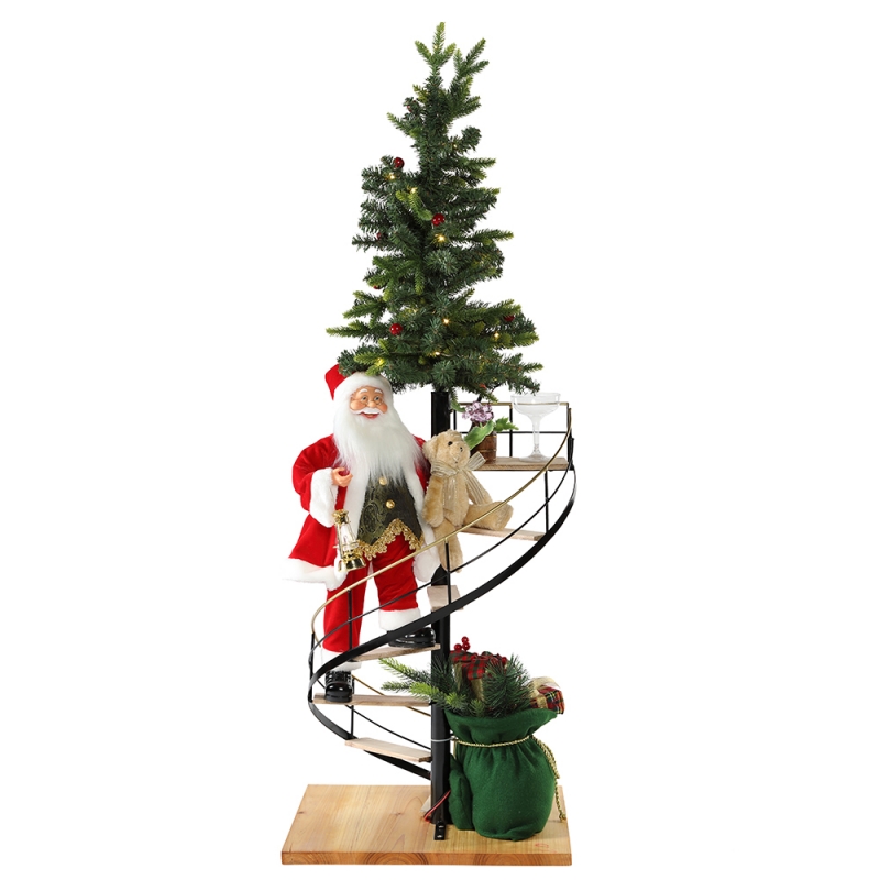 60cm karácsonyi lépcsőház Santa Claus világítással zenei dísz díszítés fesztivál ünnepi figurák gyűjtemény hagyományos
