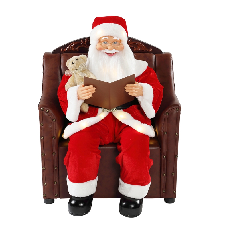 80 cm-es Sofa Santa Claus világítástechnikai díszítéssel karácsonyi dekoráció ünnepi figurák gyűjteménye hagyományos xmas